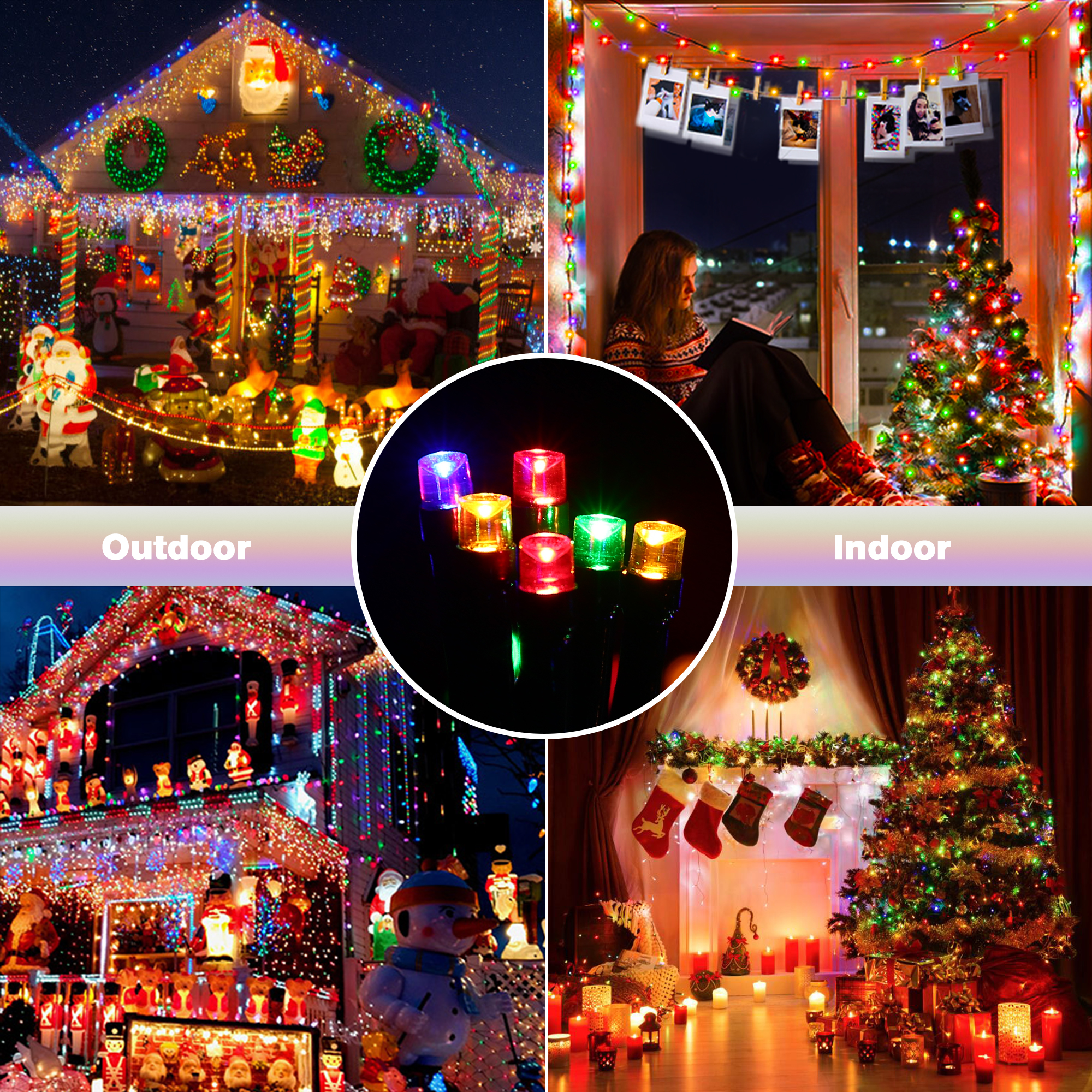 Christmas Lights Outdoor, 82ft 200 LED Christmas String Lights with Music, Plug in Motion Sensor Waterproof Holiday String Light for Indoor Outdoor Home Party Tree Yard Decor