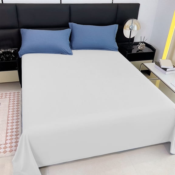 Coollooc Solid Color Bed Sheet, Breathable Flat Bed Sheets, Ultra Soft and Wrinkle Resistant Double Brushed Flat Sheet for Twin,47.24 x 90.55 in- Machine Washable(White)