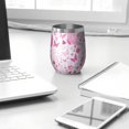 thumbnail image 3 of 12oz Stemless Wine Tumblers Pink Breast Cancer Vacuum Insulated Stainless Steel Travel Tumbler Cups Mug with Lid and Straw for Champaign,Cocktail,Beer with Cleaning Brush, 3 of 5