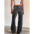 thumbnail image 6 of Women Baggy Jeans Mid-Low Waist Boyfriend Streetwear Vintage Jeans Wide Leg Denim Pants Water-Washed Gray L, 6 of 9