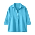 thumbnail image 3 of Women's Button Down T Shirts, Summer Fashion 2026 Womens Camp Shirts Collared Casual Blouses Cotton Collared Button Up Blouses Women Y2K Top Rolled Sleeve Button Down Summer Tops, 3 of 6