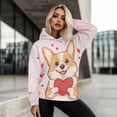 thumbnail image 5 of COEQINE Pullover Sweatshirts Oversized Women's Hoodies Casual Printing Long Sleeves Cozy Soft Sweatshirt Y2K Fashion Loose Cute Puppy Pink Lightweight Fall winter Outfits Clothes, L, 5 of 7