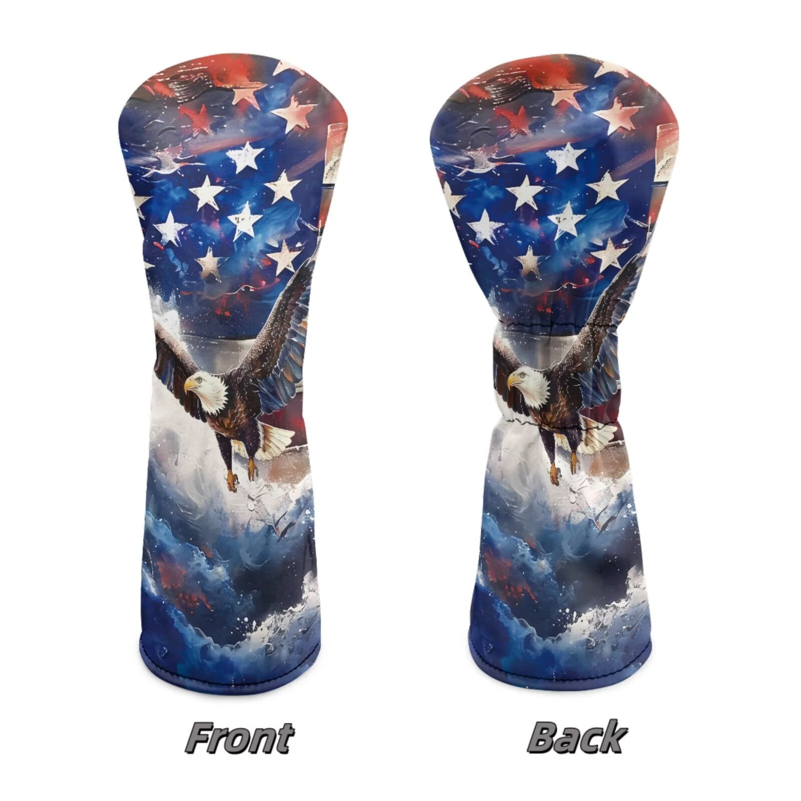 Uorisanigo Golf Club Head Covers, Premium Waterproof PU Leather American Flag Eagle Golf Headcover Set for Woods and Driver Fairway Hybrids Accessories for Women Men, Set of 3