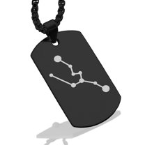 Stainless Steel Taurus (Bull) Astrology Constellation Dog Tag Pendant Necklace