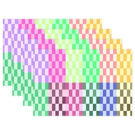 

Ryvnso Placemats Set of 4 Multicolor Checkered-a3 Dining Mats Heat-Resistant Non-Slip Washable Table Mat