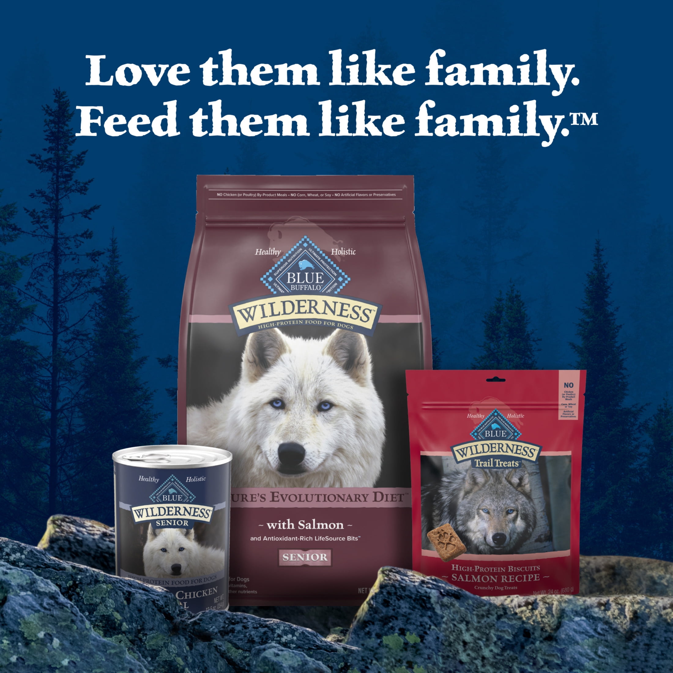 Blue Buffalo Wilderness High-Protein Natural Dry Food for Senior Dogs, Salmon Recipe, 24-lb. Bag
