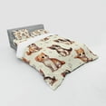 thumbnail image 2 of Ambesonne Cat Bedding Set 4 Pcs, Little Fun Kittens Cartoon Paws, Queen, Ivory Apricot and Dark Grey, 2 of 2