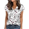 thumbnail image 2 of T-Shirt for Women V Neck Short Sleeve Fashion Graphic Print Abstract Art Style Loose Fit Breathable Summer Tops Casual Streetwear Apparel, 2 of 6