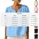 thumbnail image 3 of Craaazy Women's Casual V Neck Blouse, Solid Color Short Sleeve Cotton Linen Top, Loose Fit Comfy Henley Tunic for Daily Wear Gifts, 3 of 9