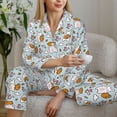 thumbnail image 6 of Honeii Carrot Rabbit print Women's Pajama Sets Long Sleeve Button Down Sleepwear Nightwear Soft Pjs Lounge Sets-Medium, 6 of 7