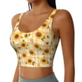thumbnail image 2 of Fotbe Coffee Plaid Sunflower Sujetador Deportivo Largo sin Aros para Mujer con Almohadillas y Soporte Medio, Transpirable y Absorbente, Camiseta Tipo Chaleco o Tank Top-Small, 2 of 8