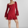 thumbnail image 2 of ZQUUVOU Women's Summer Casual Dress V-Neck Long Sleeve Short Dress Red, 2 of 7