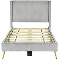 thumbnail image 4 of Woodpeckers Furniture and Mattress Platform Bed with Corduroy Upholstery and Gold Metal Legs (Grey, Twin), 4 of 6