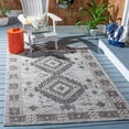 thumbnail image 2 of SAFAVIEH Courtyard Davin Geometric Indoor/Outdoor Area Rug, Light Grey/Light Beige, 4' x 5'7", 2 of 9
