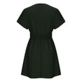 thumbnail image 5 of safuny Women's Mini Blouson Dress Solid Color Beach Clothing Summer Short Sleeve Crew Neck Dress Elegant Casual Comfy Retro Boho Holiday, 5 of 6
