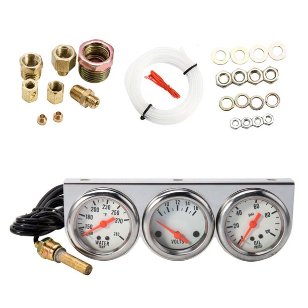 Adifare Triple Gauge Kit Oil Volt Water Gauge 3 in 1 Car Meter Auto Gauge  Temp Gauge Temperature Oil Pressure Gauge Sensor