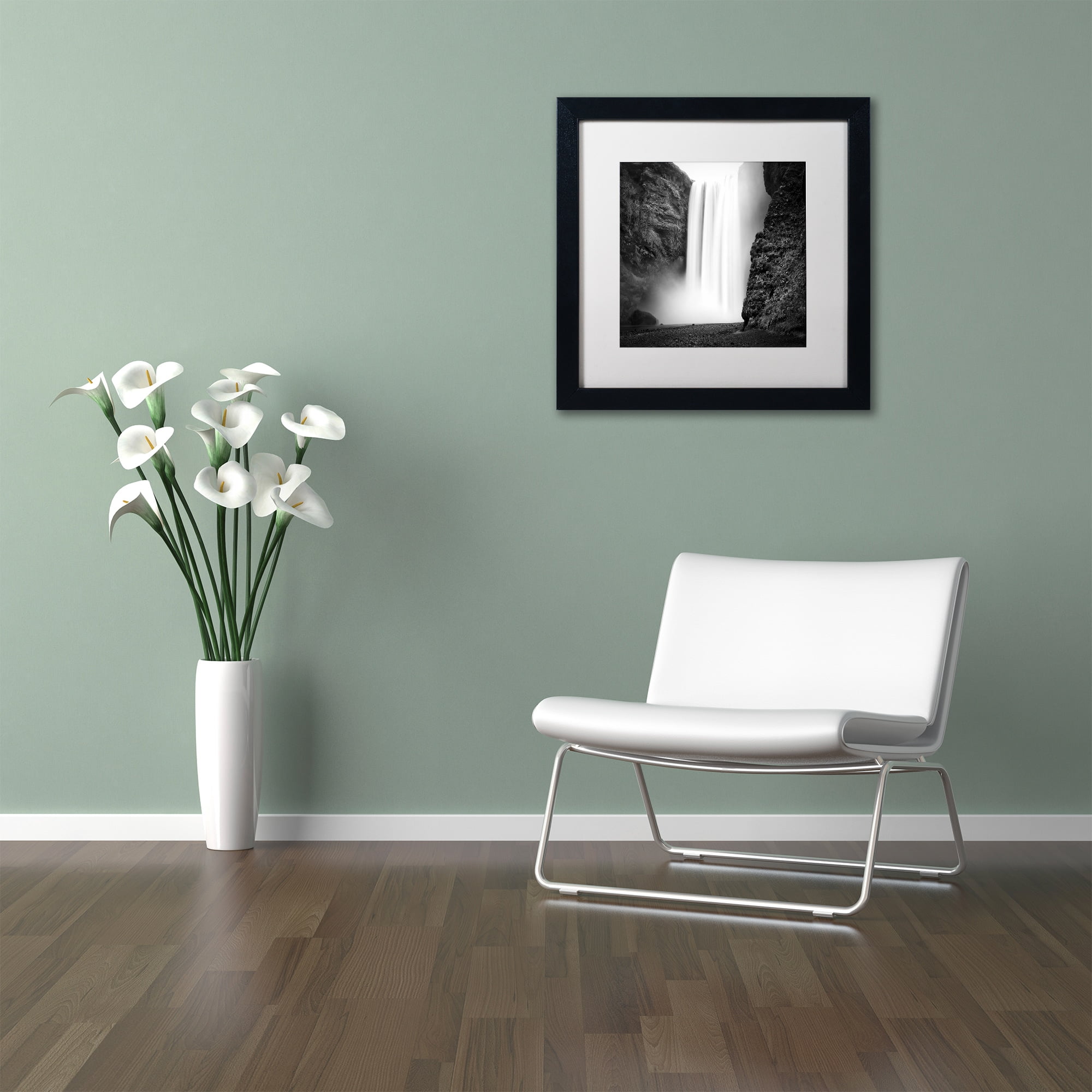 Trademark Fine Art 'Skogafoss' Canvas Art by Philippe Sainte-Laudy, White Matte, Black Frame