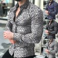 thumbnail image 4 of laliks moda hombres estampado floral slim fit manga larga botón turn down cuello camisa toppangjing, 4 of 4