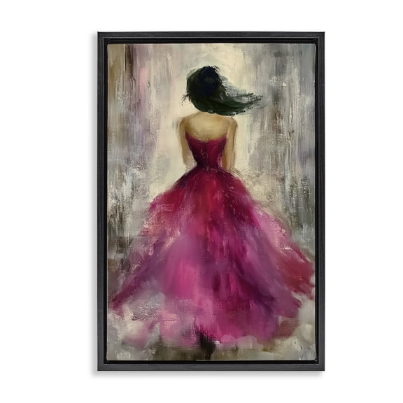 After Midnight Girl in Gown Black Framed Floater Canvas Wall Art, design by Annabelle Hall