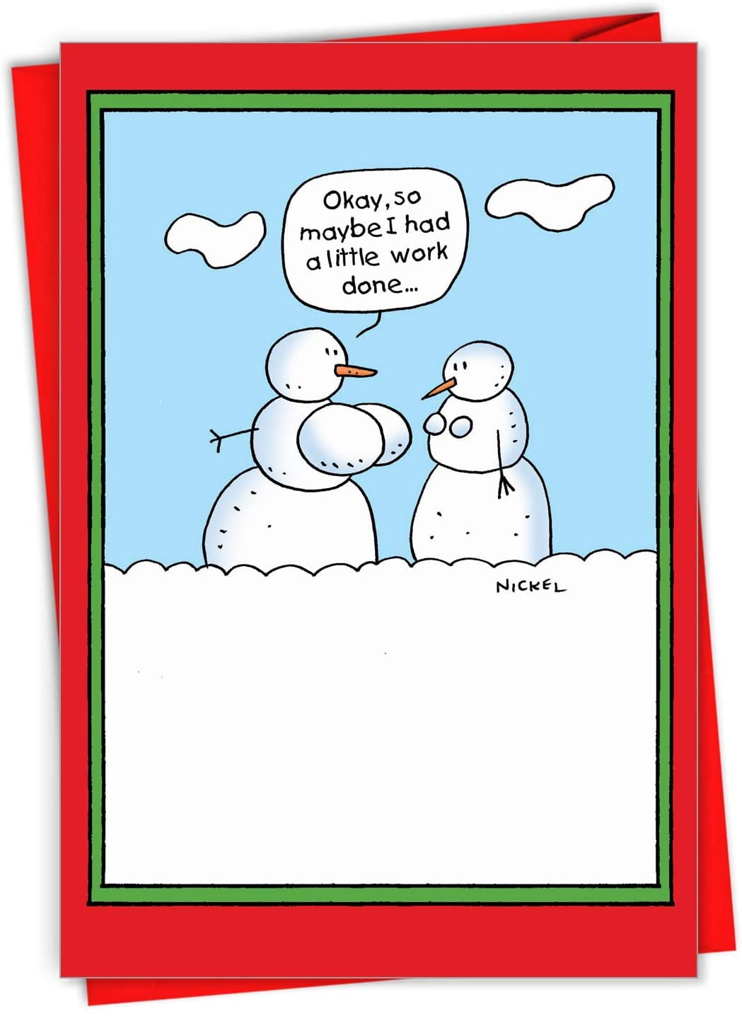 NobleWorks Snowman Boob Job Merry Christmas Greeting Card with Envelope ...