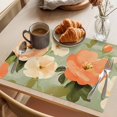 thumbnail image 3 of Pink Flowers Placemats Set of 6 Pastoral Botanical Retro Oil Painting Place Mats Indoor Wipeable Table Mats Washable Cloth Dining Table Placemats for Kitchen Holiday Party Home Decor 13x19 Inch, 3 of 9