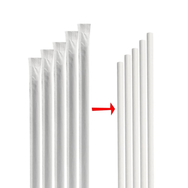 100 Pack White Paper Drinking Straws Wrapped Eco-Friendly Party Supplies Wedding