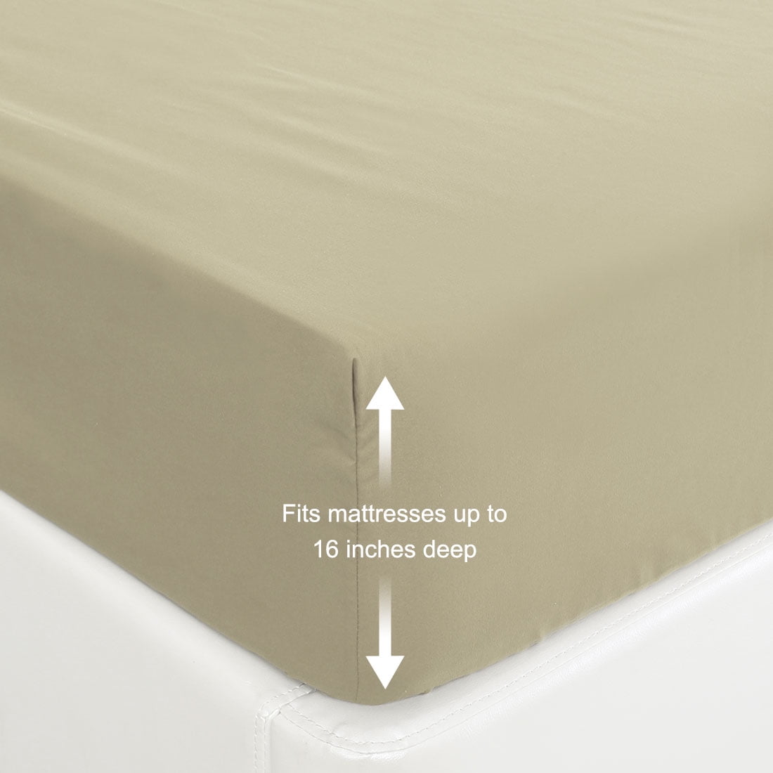 Unique Bargains Brushed Microfiber Fitted Sheet Bed Cover Khaki Full