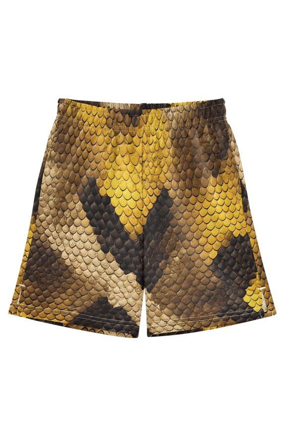 BZSMCE Adjustable Drawstring Casual Shorts With Yellow Python Pattern Pattern