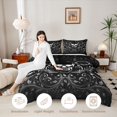 thumbnail image 3 of Castle Fairy Abstract Floral Skull Full Size Comforter Sets 3-Piece,Gothic Victorian Flowers Bedding Comforter Set,Black Silvers,1 Comforter and 2 Pillowcases,Black Reversible, 3 of 6