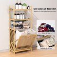thumbnail image 3 of Cesta de Lavandería, Cesto Para Ropa Sucia con 3 Niveles de Almacenamiento, Muévete Fácilmente, Bote de ropa Sucia con Bolsa Extraíble, Para Lavadero, Baño y Dormitorio, 119 * 50 * 30CM, 3 of 9