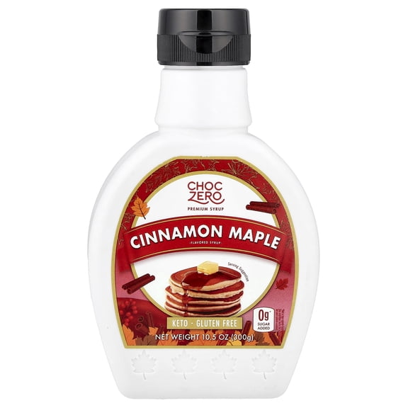 ChocZero Cinnamon Maple Syrup, Sugar Free, Keto Friendly, Low Carb Pancake Syrup, 10.5oz Squeeze Bottle