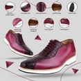 thumbnail image 2 of LIBERTYZENO Mens Finest Leather Crocodile Texture Casual Oxford Dress Shoes, Burgundy, 10, 2 of 8