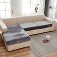 thumbnail image 3 of Velvet 1 2 3 Cushion Couch Cushion Cover for L-Shaped Sofa Chaise Longue Sofa Slipcover, Stretch Sofa Cover Non-slip Soft Furniture Protector -Light gray-Sofa, 3 of 6