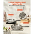 thumbnail image 6 of VEVOR Tri-Ply Stainless Steel Frying Pan, 3 Pcs Set (8, 10, 12 in), Cooking Skillet with Heat-Resistant Handle, Chef's Kitchen Cookware, Oven, Gas, Electric, Induction, Dishwasher Compatible, Silver, 6 of 9