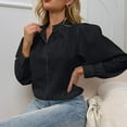 thumbnail image 4 of Bxsruta Womens Long Sleeve Tops Women Classic Solid Color Button Chiffon Long Sleeve Loose Tunic Tops Blouses Shirt Fall Tops Shirts Blouses for Women, 4 of 9