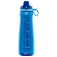 thumbnail image 1 of Botella de agua Pogo de plástico sin BPA de 1,2 L con tapa abatible, color azul, 1 of 5