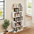 thumbnail image 3 of ModFusion White 5-Tier Bookshelf with Metal Frame, 70.5” Tall S-Shape Bookcase, 3 of 10
