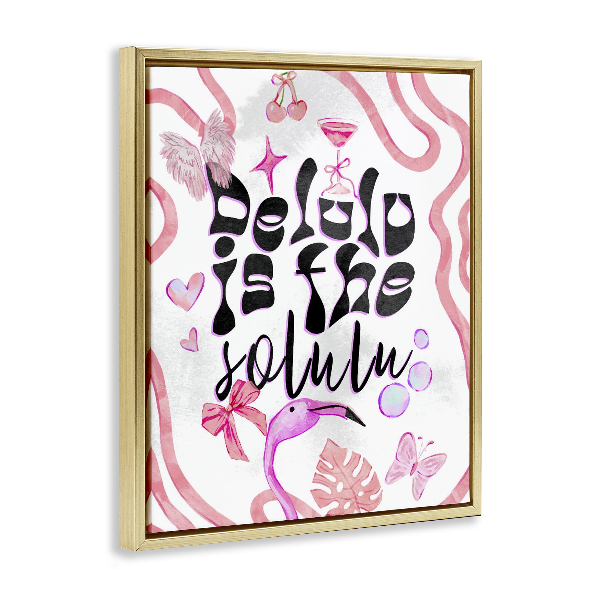 Stupell Industries Delulu Is The Solulu Gold Framed Floater Canvas Wall Art, design by Ziwei Li