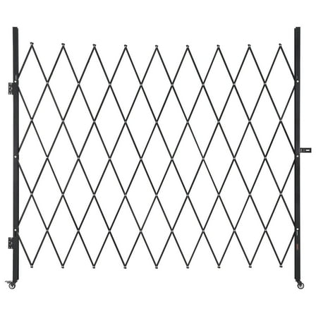 VEVOR Single Folding Security Gate, Lockable Scissor Gate with 360° Swivel Casters, Outdoor Barricade Steel Retractable Gates, for Entry Security, Garage, Warehouse & Pool, 86.61 x 86.81 in (W x H)