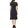 thumbnail image 3 of Allegra K Women's Chiffon Ruffled V Neck Vintage Floral Midi Dress, 3 of 5