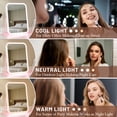 thumbnail image 4 of PayUSD Travel Makeup Mirror with Led Lights Vanity Mirror Touch Screen Control Rechargeable Lightweight Desk Tabletop LED Folding Cosmetic Handheld Mirror 6.1''x8.7'' Large Pink, 4 of 5