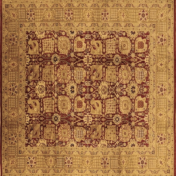 Ahgly Company Indoor Square Oriental Brown Industrial Area Rugs, 5' Square