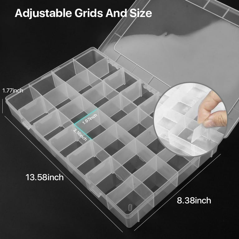Sugarday Craft Bead Organizer Box 28 Compartment with Dividers Clear Plastic Jewelry Storage Containers, Size: 1.97, White