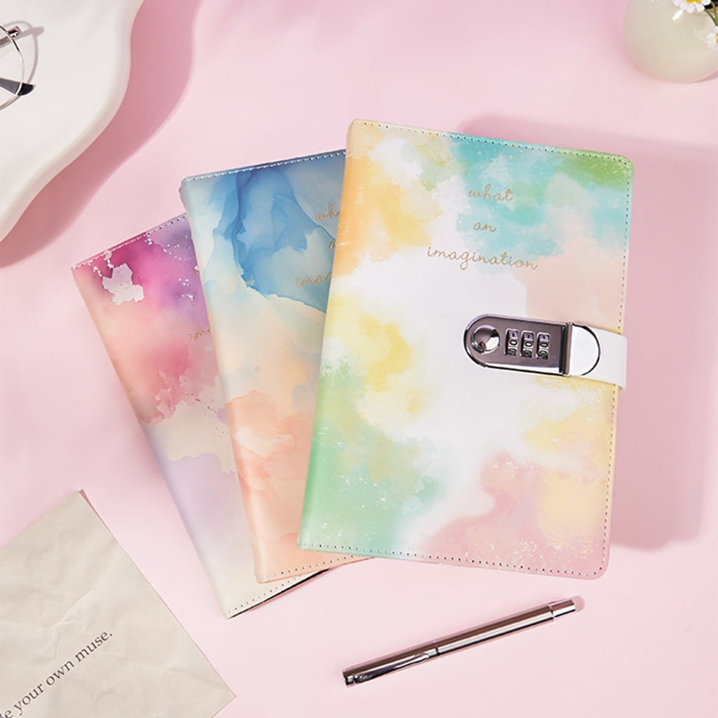 Leather Notebook Journal with Combination Lock Password Planner Lined Diary