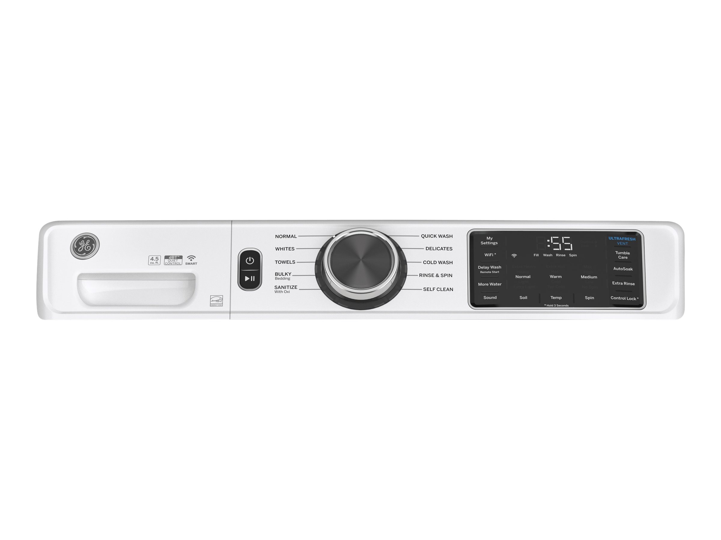 GE GFW510SCNWW - Washing machine - Wi-Fi - width: 28 in - depth: 32 in - height: 39.8 in - front loading - 4.5 cu. ft - 1300 rpm - white
