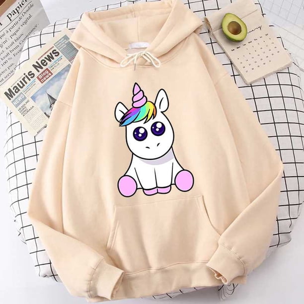Nueva sudadera con capucha de manga larga con estampado de unicornio para hombre y mujer, cómoda y holgada, deportiva
