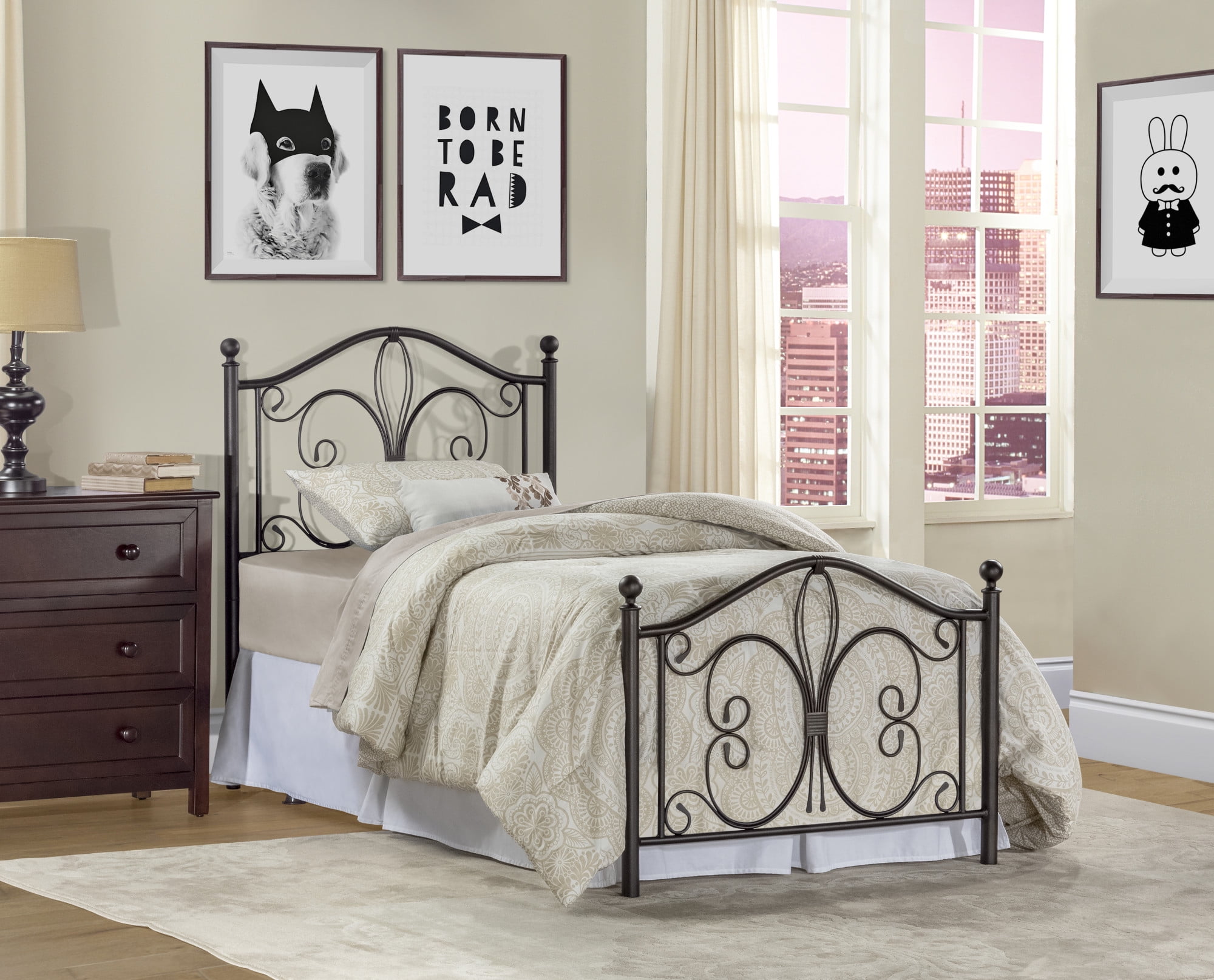 Hillsdale Furniture Milwaukee Antique Brown Metal Scroll Twin Bed