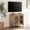 Oak, variant on TV Stand for 100 Inch TV, Wooden Entertainment Center with 6 Glass Doors & Ample Storage, Off White Media Console for Living Room, Dining Room & Bedroom