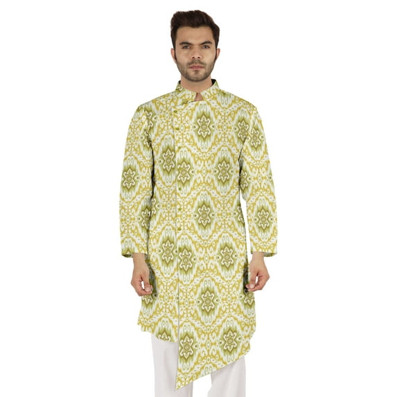 Atasi Indian Designer Kurta For Mens Casual Traditional Printed Ethnic Long Shirt Kurta