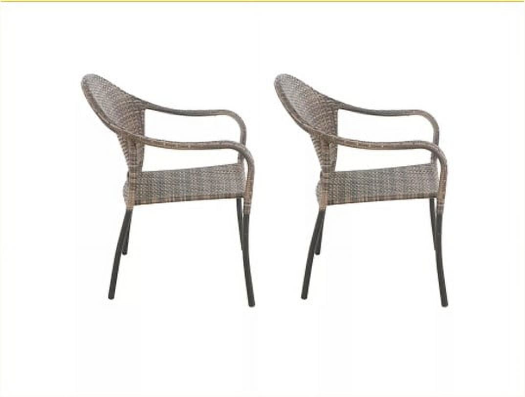 Barrington Wicker Stackable Patio Chairs in Natural Brown Set of